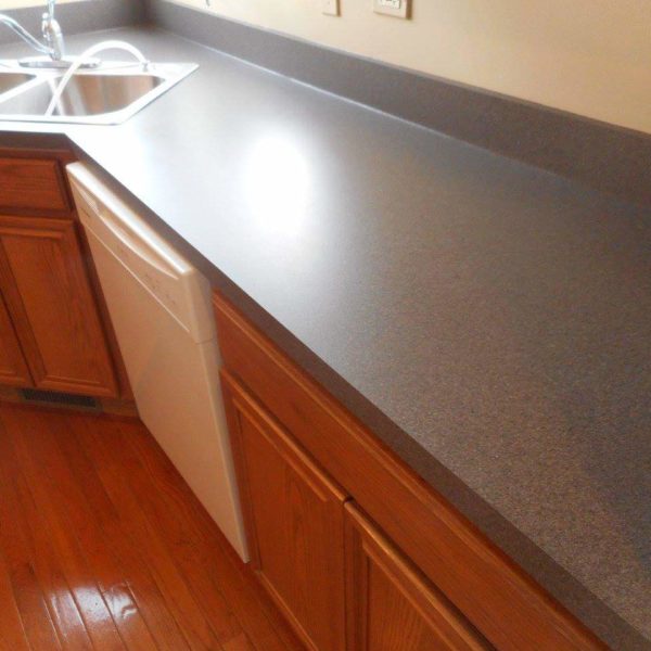 Newly refinished kitchen countertops with our resilient protective sheen in Hoffman Estates, IL.