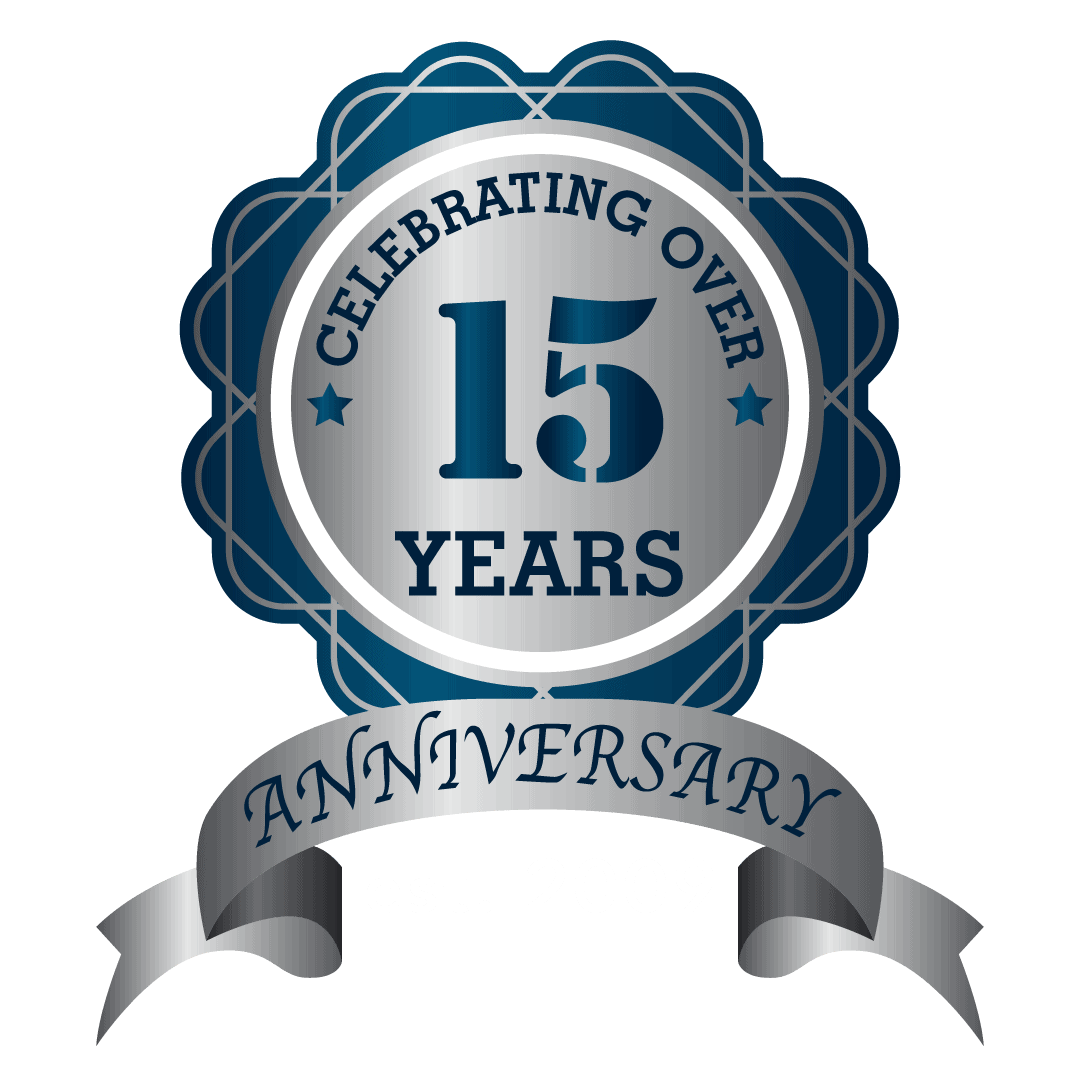 Celebrating 15 years anniversary logo